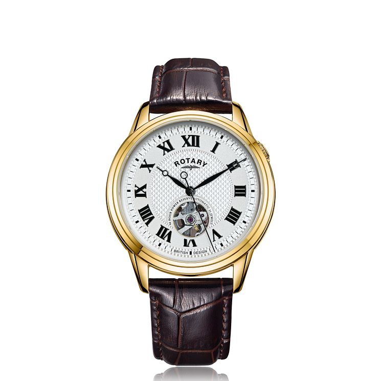 Rotary Cambridge Mens Brown Leather Strap Watch