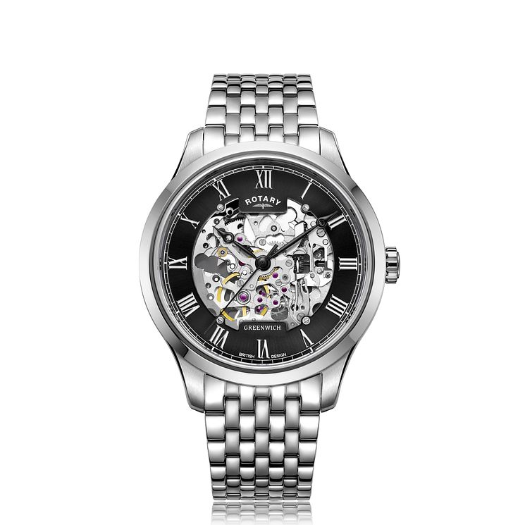 Rotary Greenwich Mens Stainless Steel Bracelet Watch