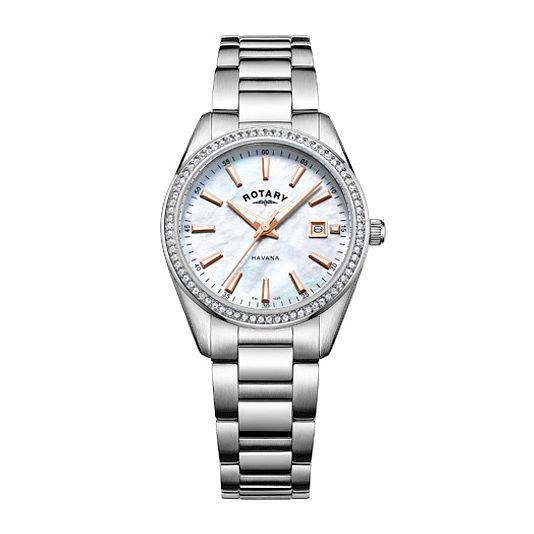 Rotary Havana Ladies Stainless Steel Stone Set Watch