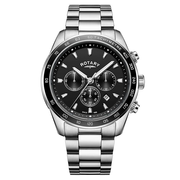 Rotary Henley Mens Black Chronograph Bracelet Watch