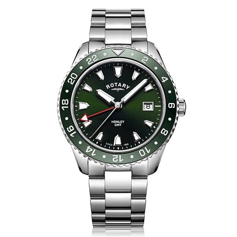 Rotary Henley Mens Stainless Steel Green Dial Watch
