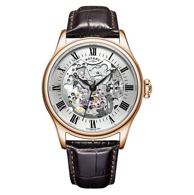 Rotary Mens Greenwich Automatic Rose Gold Plated Watch