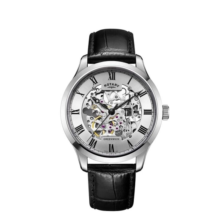 Rotary Mens Greenwich Automatic Stainless Steel Watch