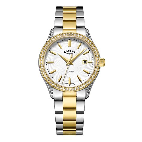 Rotary Oxford Ladies Two Colour Stone Set Bracelet Watch