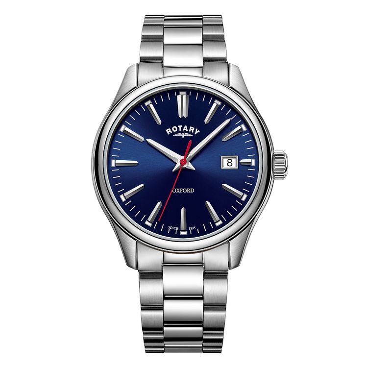 Rotary Oxford Mens Blue Dial Stainless Steel Bracelet Watch