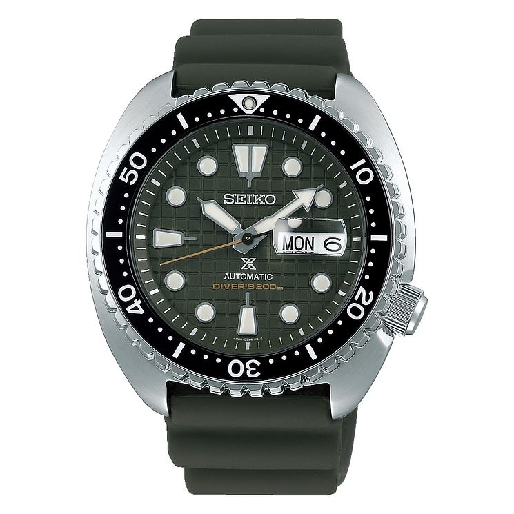 Seiko Prospex King Turtle Mens Green Rubber Strap Watch