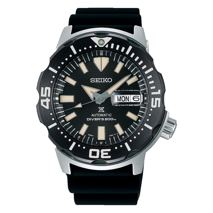 Seiko Prospex Monster Mens Black Silicone Strap Watch