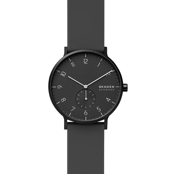 Skagen Aaren Kulor Black Silicone Strap Watch