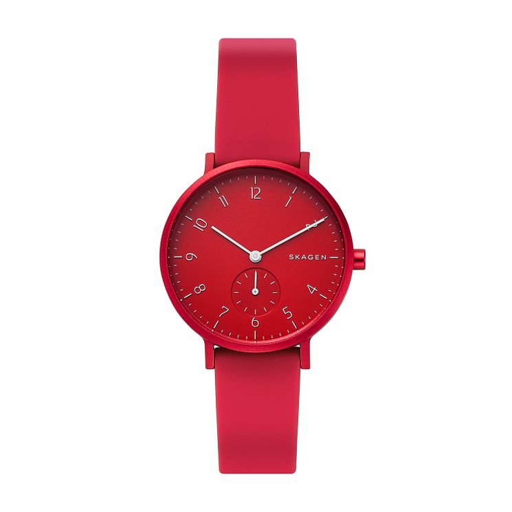 Skagen Aaren Kulor Ladies Red Silicone Strap Watch