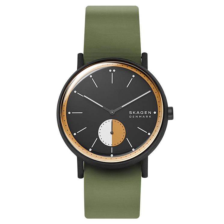 Skagen Signatur Field Mens Green Silicone Strap Watch