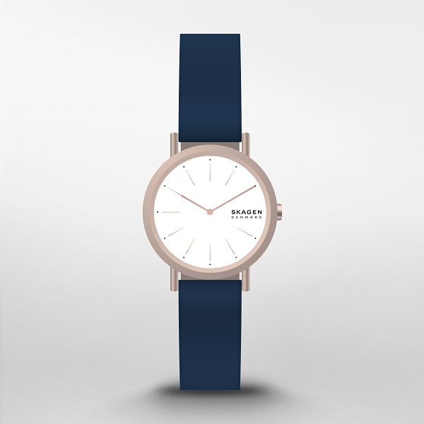 Skagen Signatur Ladies Blue Leather Strap Watch