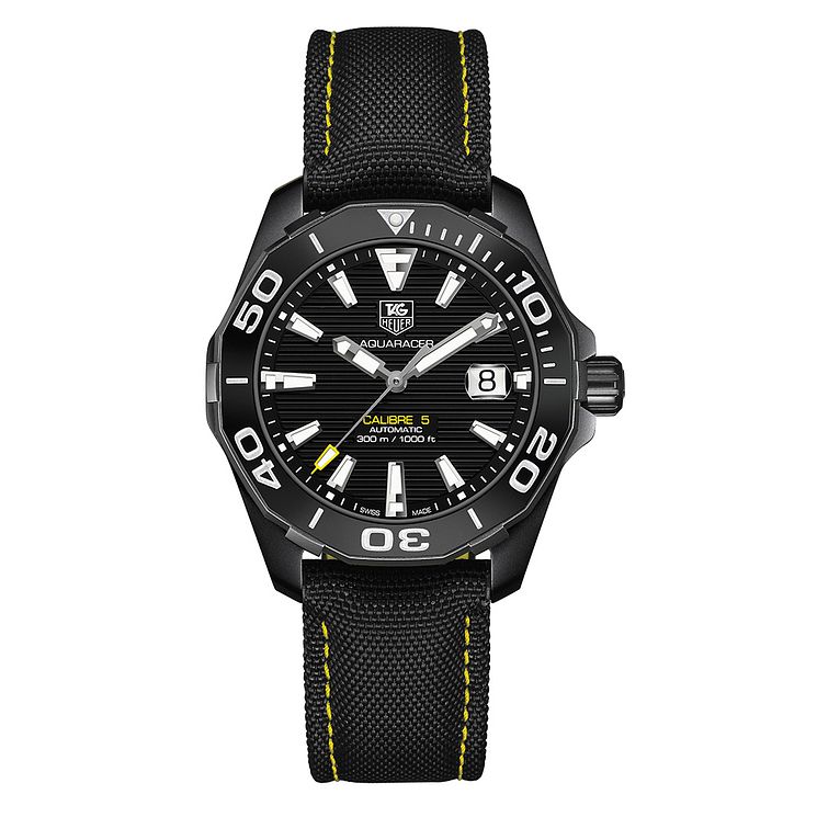 Tag Heuer Aquaracer Ion-plated Black Round Strap Watch