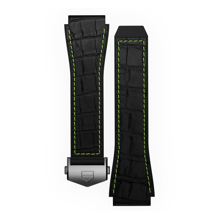 Tag Heuer Connected BlackandGreen Stitch Rubber Watch Strap