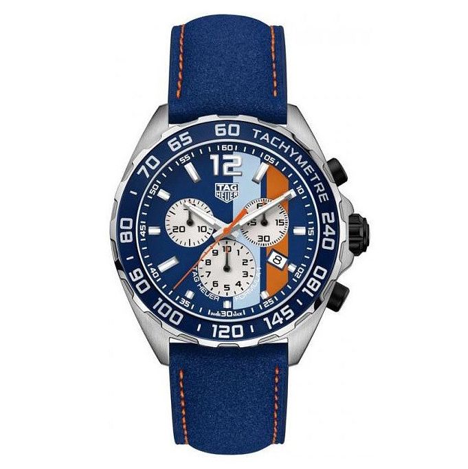 Tag Heuer F1 Mens Blue Leather Strap Chronograph Watch