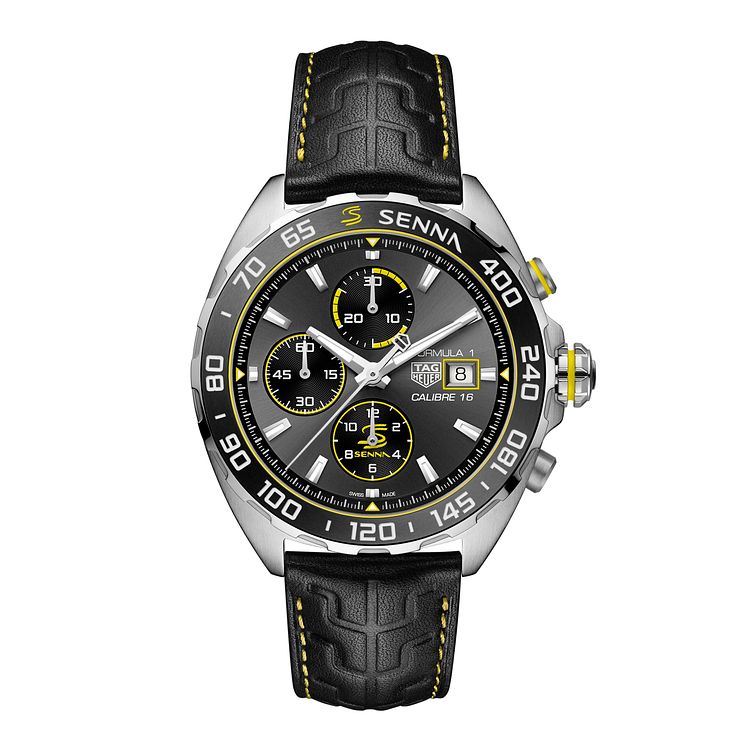 Tag Heuer Formula 1 Senna Black Leather Strap Watch