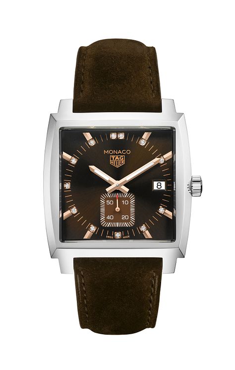 Tag Heuer Monaco Ladies Stainless Steel Brown Strap Watch