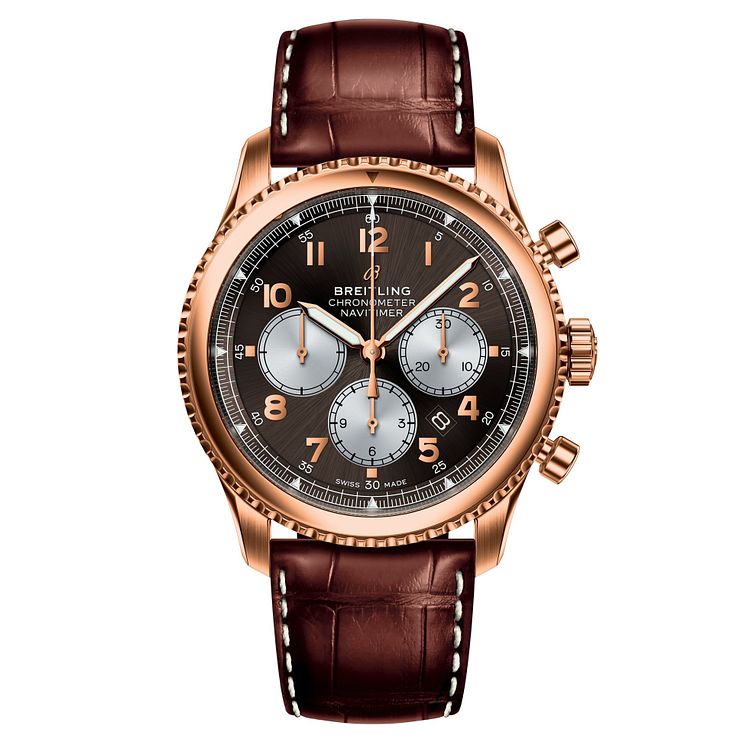 Breitling Aviator 8 B01 Mens Brown Leather Strap Watch