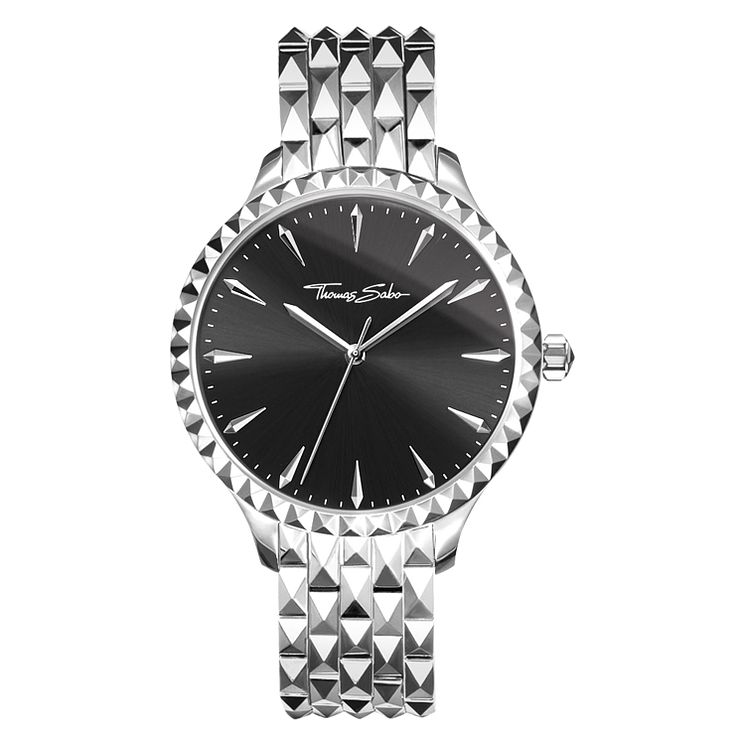 Thomas Sabo Rebel Stud Ladies Black Bracelet Watch