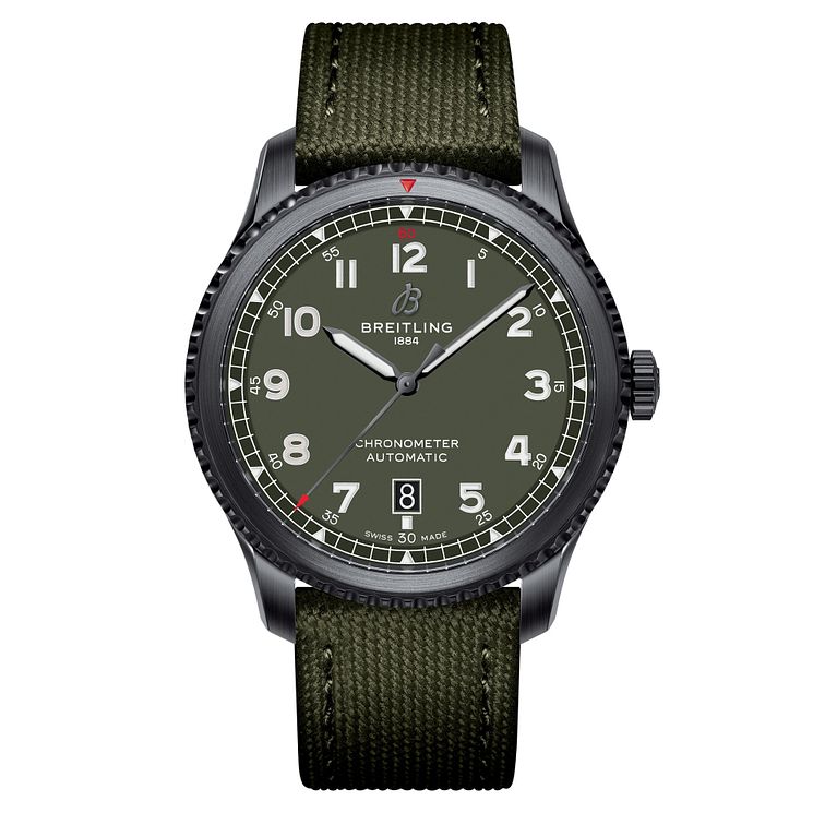 Breitling Aviator 8 Curtiss Warhawk Green Strap Watch