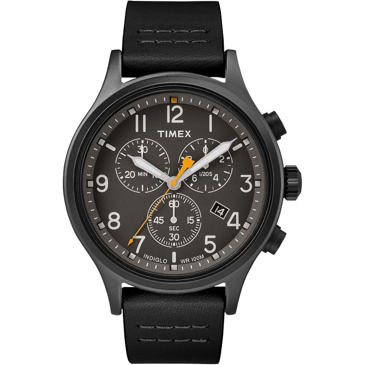 Timex Allied Mens Black Leather Strap Watch