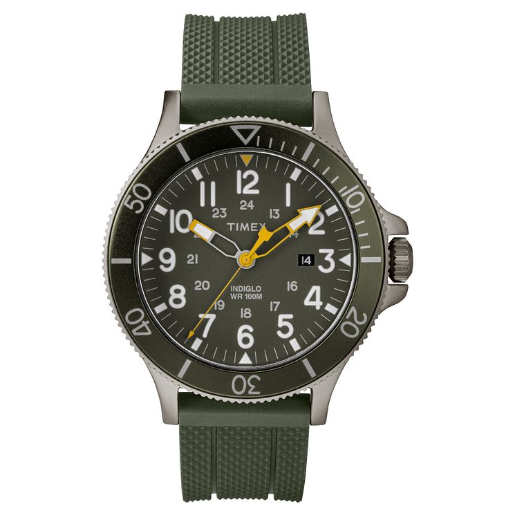 Timex Allied Mens Stainless Steel Green Strap Watch