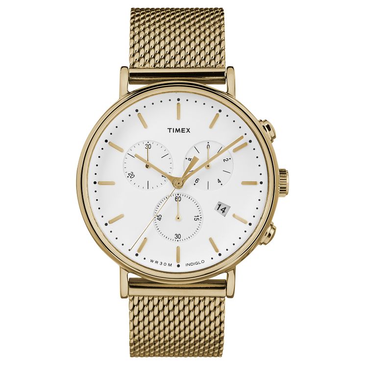 Timex Fairfield Mens Yellow Gold Plated Bracelet Watch
