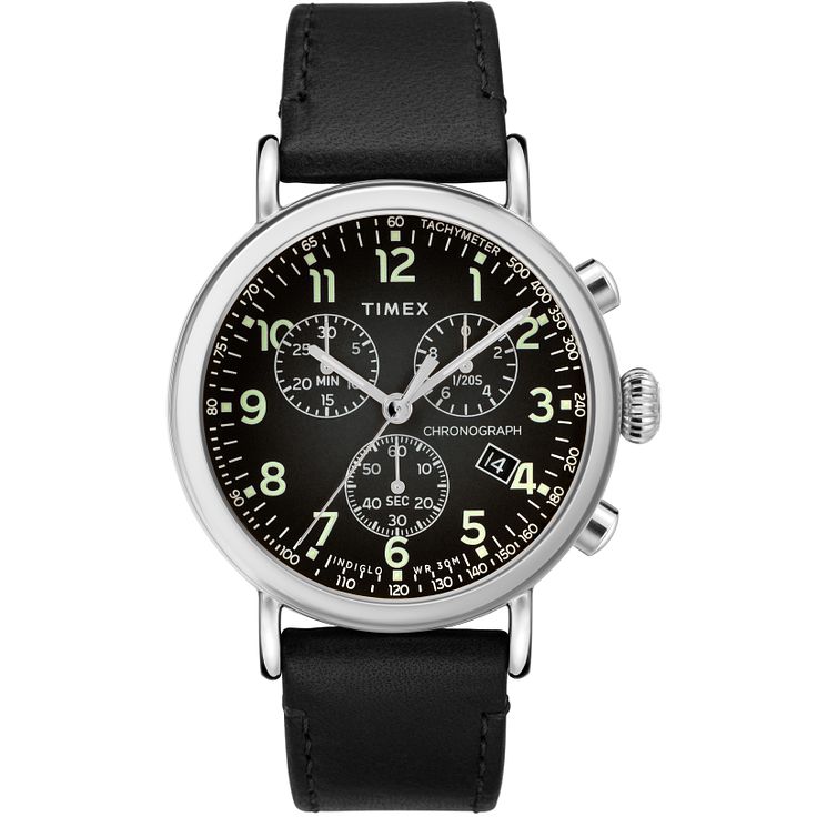 Timex The Standard Mens Black Leather Strap Watch