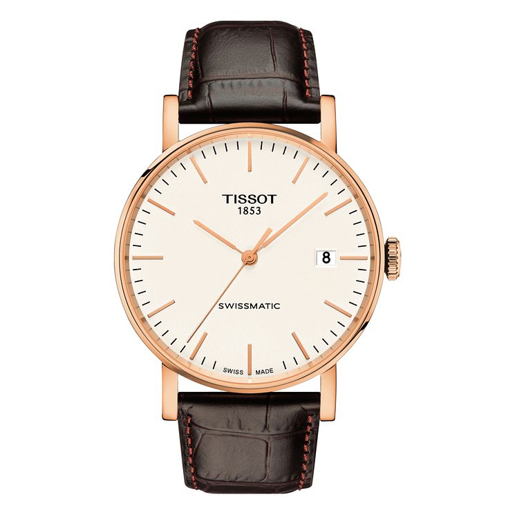 Tissot Everytime Mens Rose Gold Plated Strap Watch