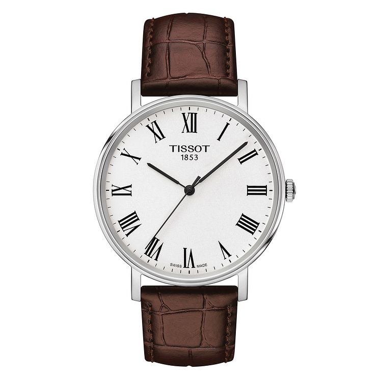 Tissot Everytime Mens Stainless Steel Brown Leather Watch