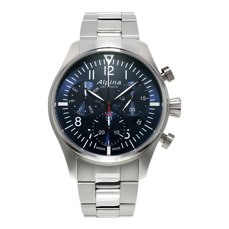 Alpina Startimer Pilot Mens Stainless Steel Bracelet Watch