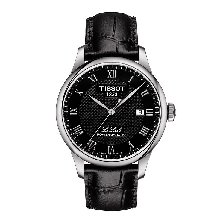 Tissot Mens Le Locle Black Leather Strap Watch