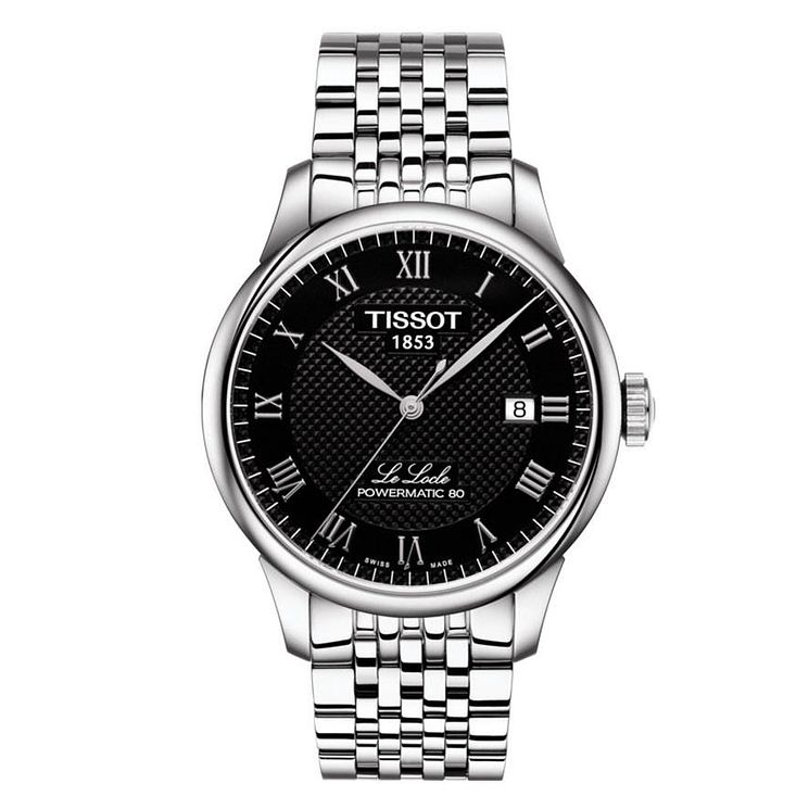 Tissot Mens Le Locle Black Stainless Steel Bracelet Watch