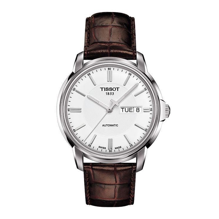 Tissot Mens Stainless Steel Brown Leather Strap Watch