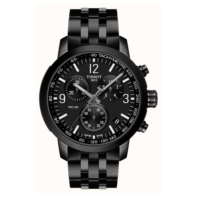 Tissot Prc 200 Chronograph Black Ip Bracelet Watch