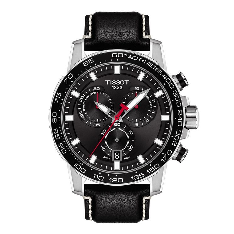Tissot Supersport Chrono Mens Black Leather Strap Watch