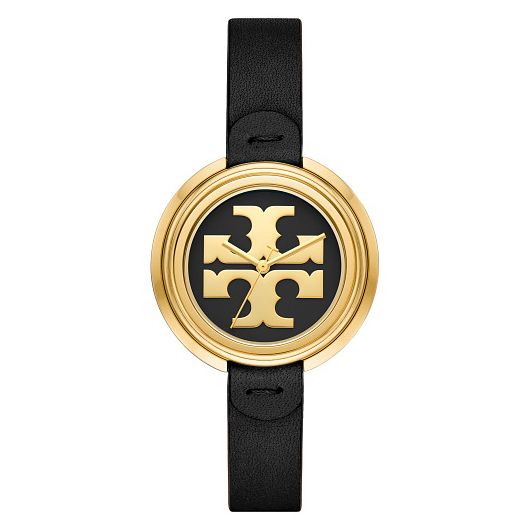 Tory Burch Miller Ladies Black Leather Strap Watch