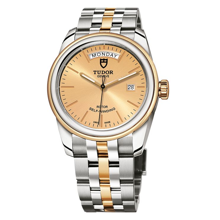 Tudor Glamour DateandDay Mens Two Tone Bracelet Watch