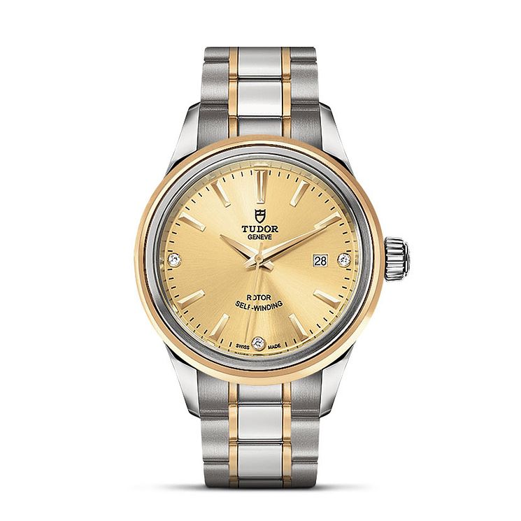 Tudor Style Ladies Diamond Two Tone Bracelet Watch