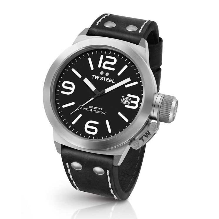 Tw Steel Canteen Mens Stainless Steel Black Strap Watch