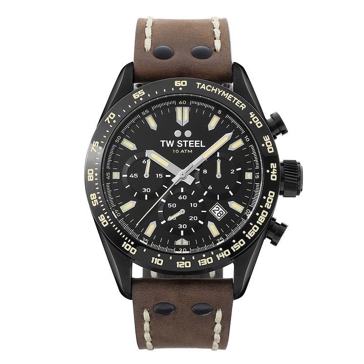 Tw Steel Chrono Sport Mens Brown Leather Strap Watch
