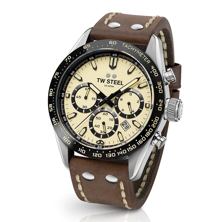 Tw Steel Chrono Sport Retro Mens Brown Leather Strap Watch