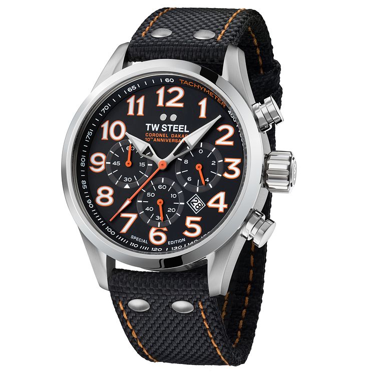 Tw Steel Dakar Mens Stainless Steel Black Strap Watch