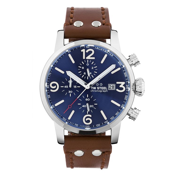 Tw Steel Maverick Brown Leather Strap Watch