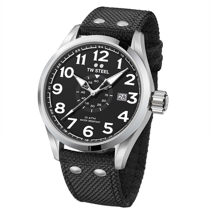 Tw Steel Volante Mens Stainless Steel Black Strap Watch