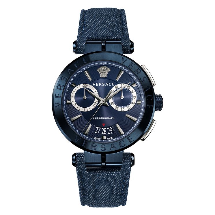 Versace Aion Chronograph Mens Blue Strap Watch