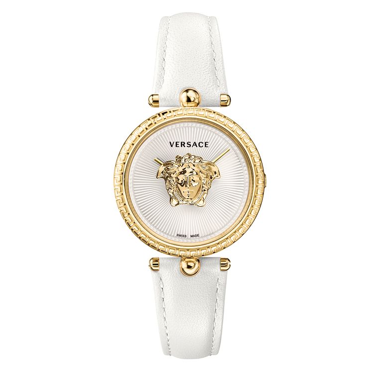 Versace Palazo Ladies White Leather Strap Watch