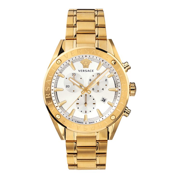 Versace V-chrono Mens Two Tone Bracelet Watch