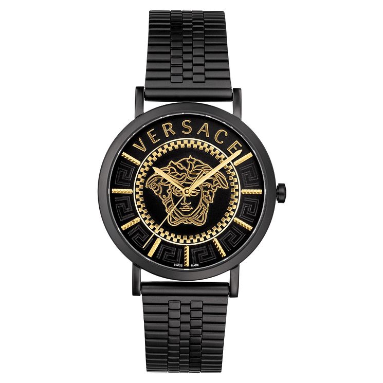 Versace V-essential Mens Black Ip Bracelet Watch