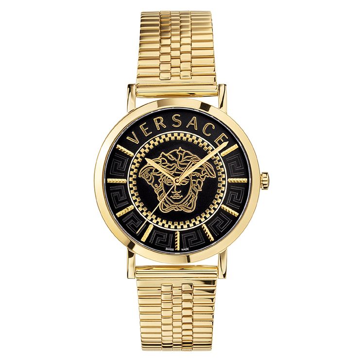 Versace V-essential Mens Yellow Gold Tone Ip Bracelet Watch