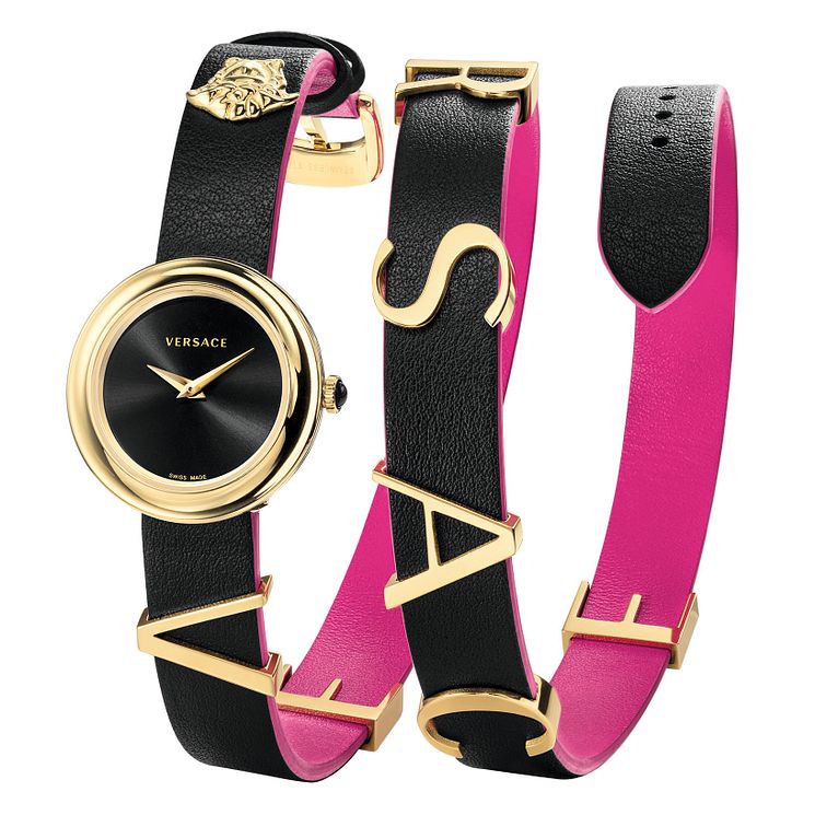Versace V-flare Ladies Black Strap Watch